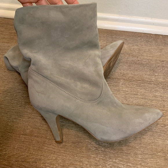 Women's Suede Ankle Boots - Gray - Picture 4 of 6
